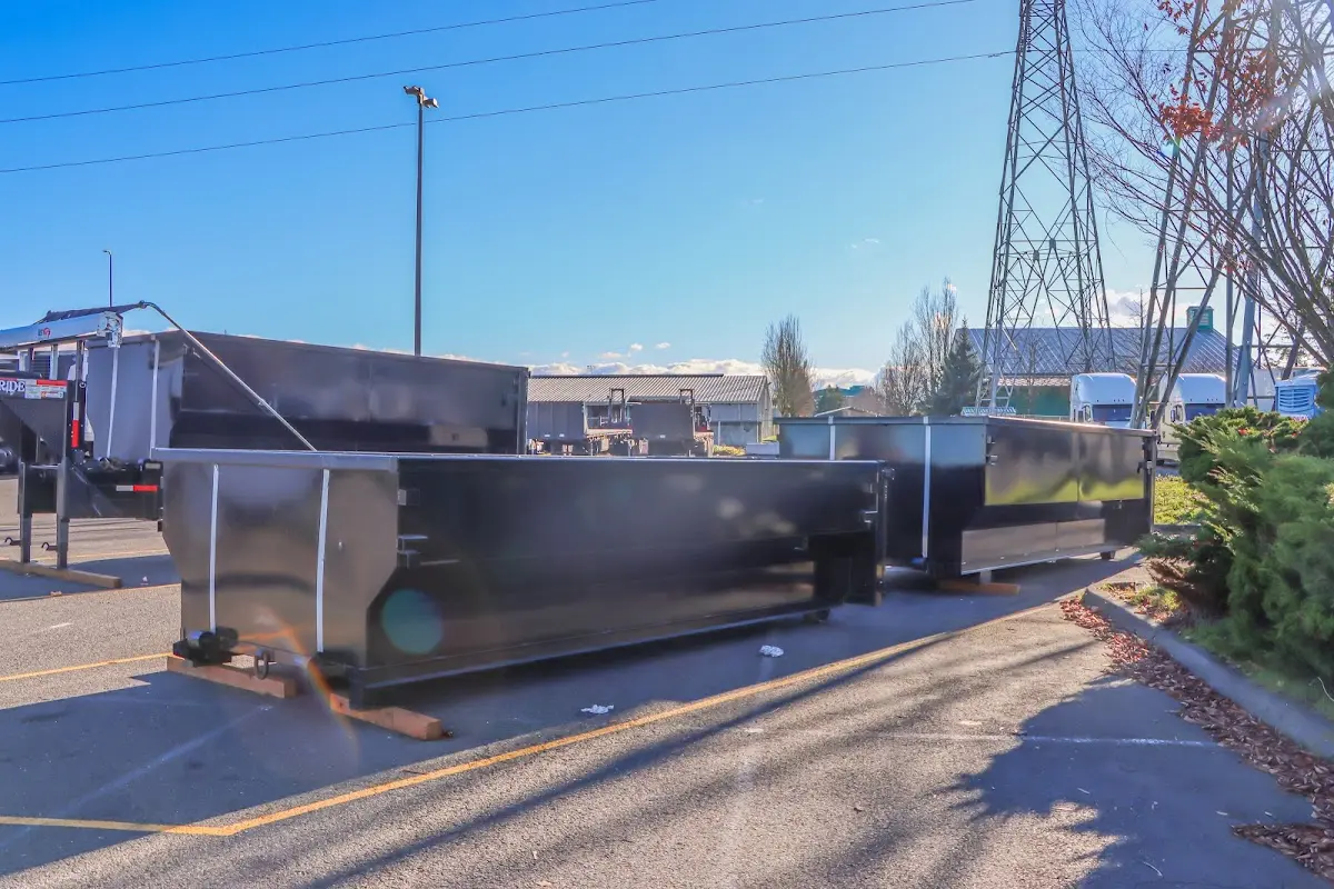Roll-off dumpster ready for waste disposal at job site for Construction Dumpster Rental in Wyandotte